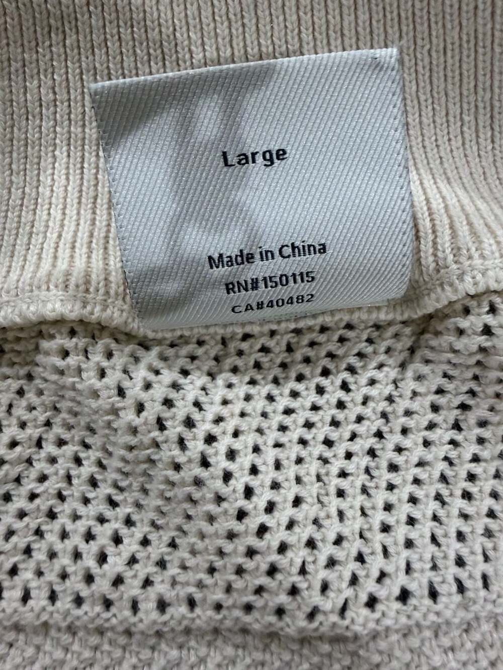 Varley Kembria Half Zip Cotton Knit Sweater Oatmeal Large Quiet Luxury - Picture 5 of 9